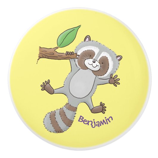 Cute happy raccoon baby illustratie keramische knop (Voorkant)