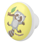 Cute happy raccoon baby illustratie keramische knop (Rechts)