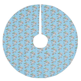 Cute happy raccoon baby illustratie kerstboom rok