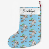 Cute happy raccoon baby illustratie kleine kerstsok (Achterkant)
