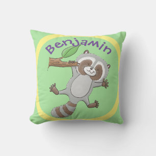 Cute happy raccoon baby illustratie kussen