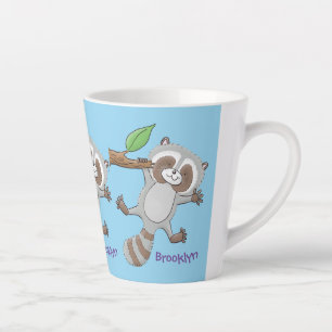 Cute happy raccoon baby illustratie latte mok
