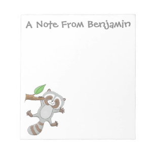 Cute happy raccoon baby illustratie notitieblok