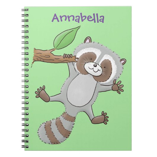 Cute happy raccoon baby illustratie notitieboek (Voorkant)