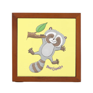 Cute happy raccoon baby illustratie pennenhouder
