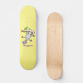 Cute happy raccoon baby illustratie persoonlijk skateboard (Voorkant)