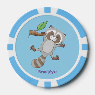 Cute happy raccoon baby illustratie poker chips