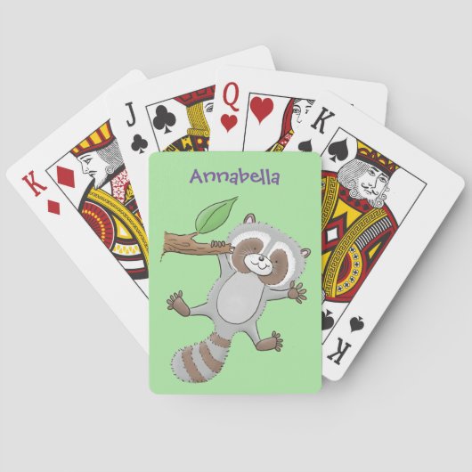 Cute happy raccoon baby illustratie pokerkaarten (Achterkant)