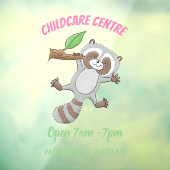 Cute happy raccoon baby illustratie raamsticker (Vel 3)