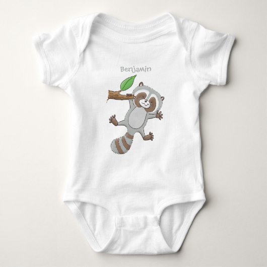 Cute happy raccoon baby illustratie romper (Voorkant)