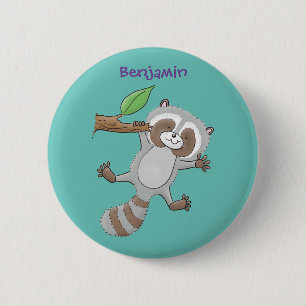 Cute happy raccoon baby illustratie ronde button 5,7 cm