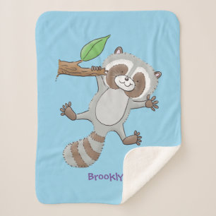 Cute happy raccoon baby illustratie sherpa deken
