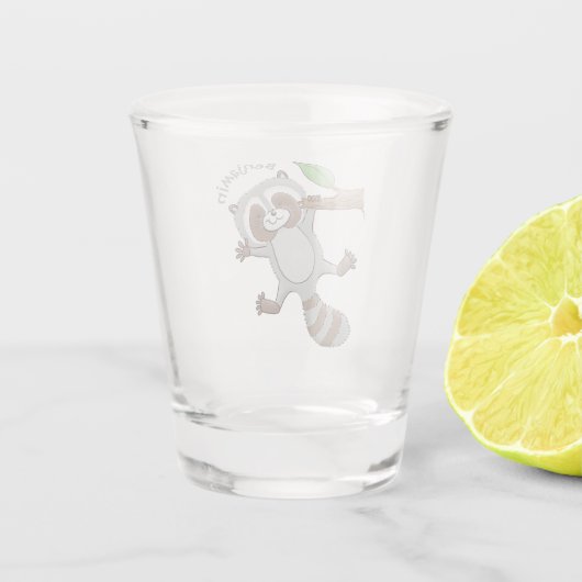 Cute happy raccoon baby illustratie shot glas (Achterkant)
