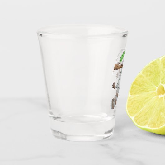 Cute happy raccoon baby illustratie shot glas (Links)