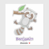 Cute happy raccoon baby illustratie sticker (Vel)