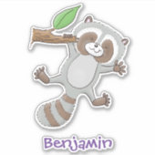 Cute happy raccoon baby illustratie sticker (Voorkant)