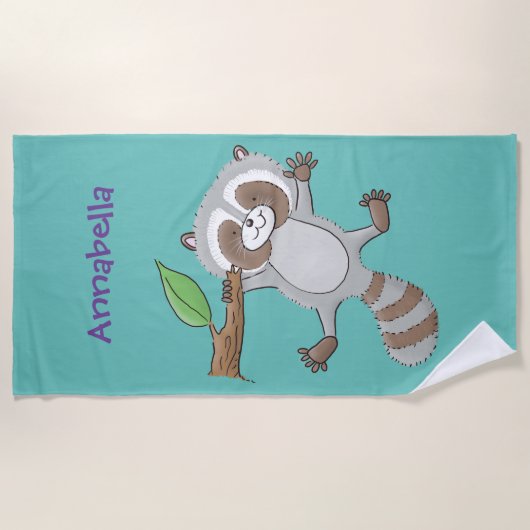 Cute happy raccoon baby illustratie strandlaken (Voorkant)