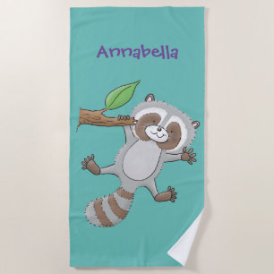 Cute happy raccoon baby illustratie strandlaken