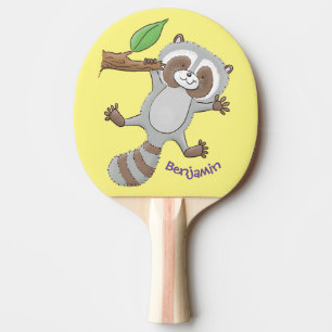 Cute happy raccoon baby illustratie tafeltennisbatje