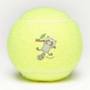 Cute happy raccoon baby illustratie tennisballen