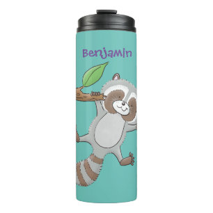 Cute happy raccoon baby illustratie thermosbeker