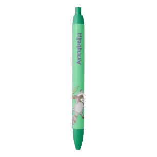 Cute happy raccoon baby illustratie zwarte inkt pen