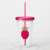 Cute happy raspberry cartoon illustratie acryl drinkbeker (Voorkant)