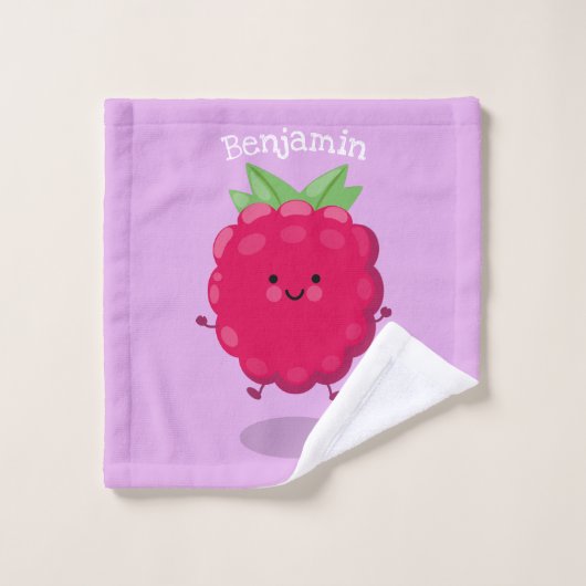 Cute happy raspberry cartoon illustratie bad handdoek (Wasdoekje)