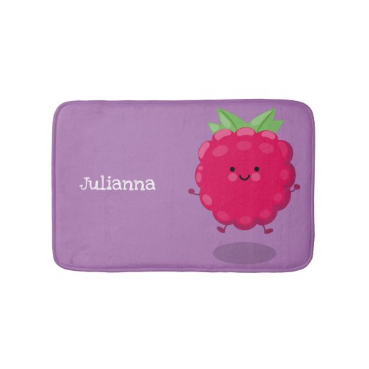 Cute happy raspberry cartoon illustratie badmat (Voorkant)