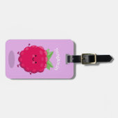Cute happy raspberry cartoon illustratie bagagelabel (Voorkant horizontaal)