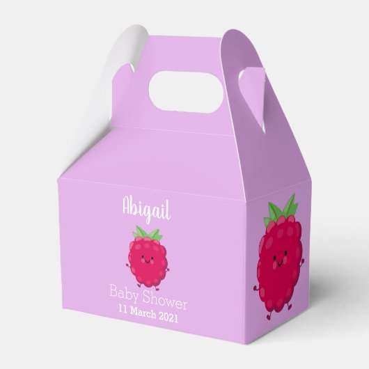 Cute happy raspberry cartoon illustratie bedankdoosjes (Voorkant Zijde)
