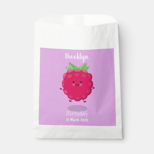Cute happy raspberry cartoon illustratie bedankzakje (Voorkant)