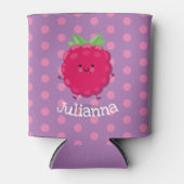Cute happy raspberry cartoon illustratie blikjeskoeler (Voorkant)
