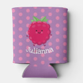 Cute happy raspberry cartoon illustratie blikjeskoeler (Achterkant)