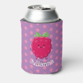 Cute happy raspberry cartoon illustratie blikjeskoeler (Blikje Achterkant)