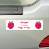 Cute happy raspberry cartoon illustratie bumpersticker (Op auto)