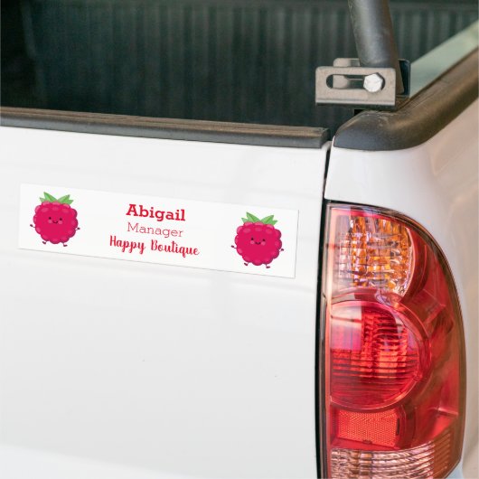 Cute happy raspberry cartoon illustratie bumpersticker (Op Truck)