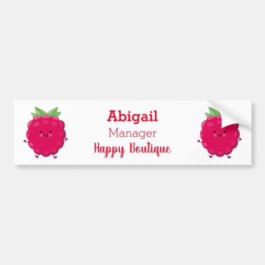 Cute happy raspberry cartoon illustratie bumpersticker (Voorkant)