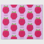 Cute happy raspberry cartoon illustratie cadeaupapier (Vlak)