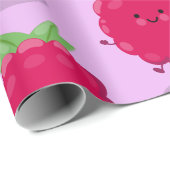 Cute happy raspberry cartoon illustratie cadeaupapier (Rol Hoek)