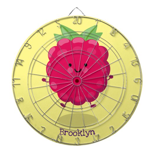 Cute happy raspberry cartoon illustratie dartbord (Voorkant)