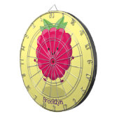 Cute happy raspberry cartoon illustratie dartbord (Voorkant Rechts)