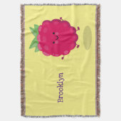 Cute happy raspberry cartoon illustratie deken (Voorkant Verticaal)