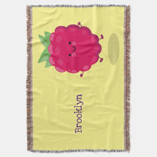 Cute happy raspberry cartoon illustratie deken (Voorkant Verticaal)