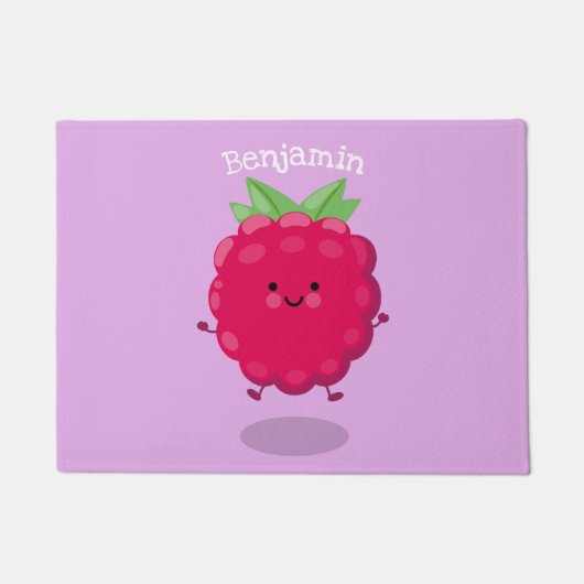 Cute happy raspberry cartoon illustratie deurmat (Voorkant)