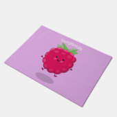 Cute happy raspberry cartoon illustratie deurmat (Schuin)
