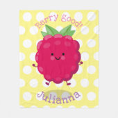 Cute happy raspberry cartoon illustratie fleece deken (Voorkant)