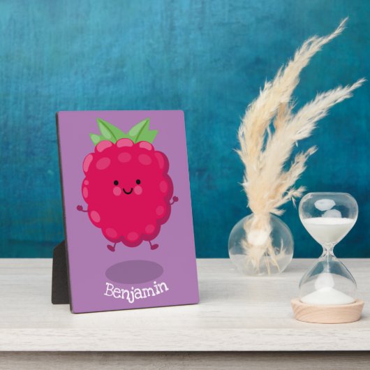Cute happy raspberry cartoon illustratie fotoplaat (Zijkant)