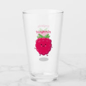 Cute happy raspberry cartoon illustratie glas (Voorkant)