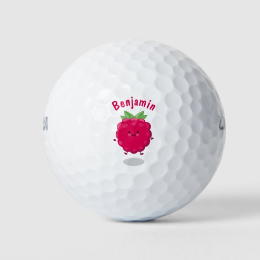 Cute happy raspberry cartoon illustratie golfballen (Voorkant)
